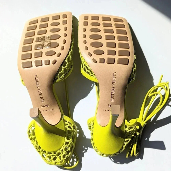 Bottega Veneta Women's Mesh High Heel Stretch Sandals Kiwi Size 36.5 MSRP $1,100 - Picture 9 of 11